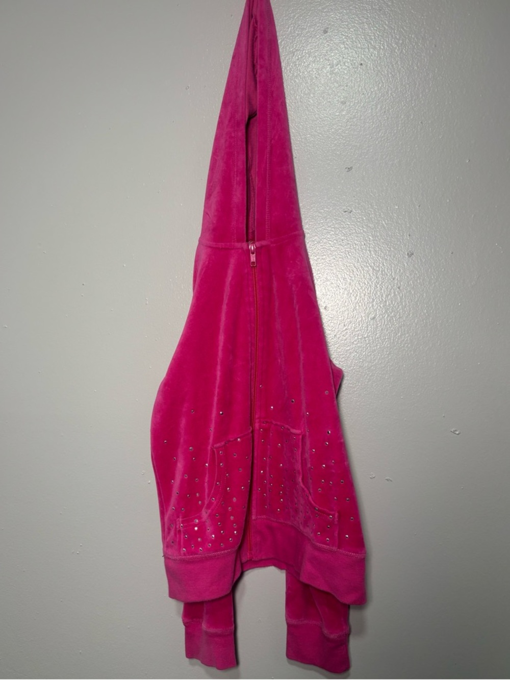XOXO Pink Teddy Jacket with Hood and Rhinestone Pockets
